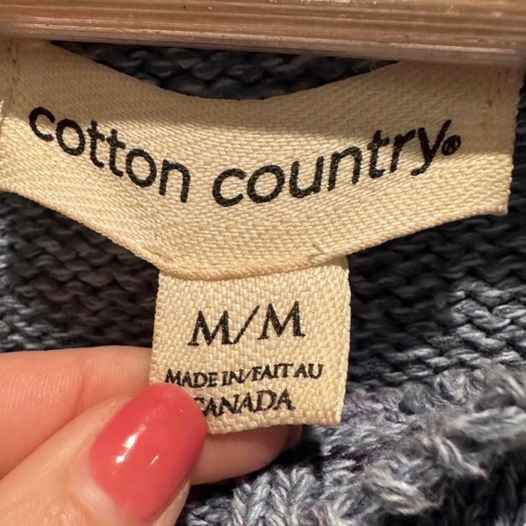 Cotton Country Blue Ski Bum Sweater Size Medium Winter Holiday Christmas - Picture 3 of 7
